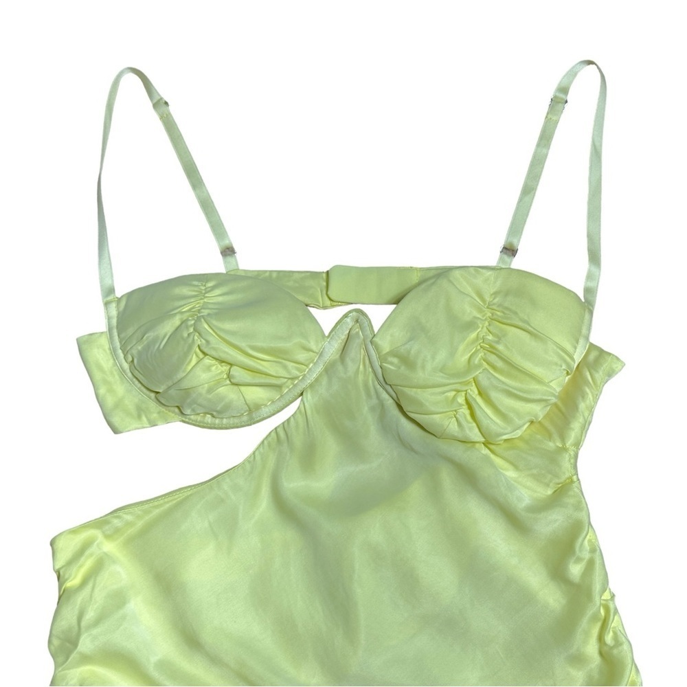 For Love & Lemons Yellow Ruched Rana Mini Dress US S - Picture 5 of 12